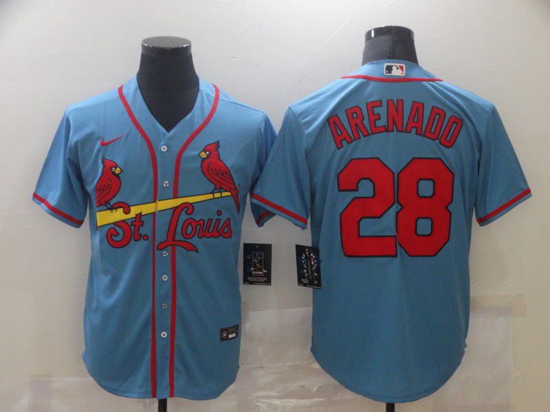Men St.Louis Cardinals #28 Arenado Light blue Game Nike MLB Jerseys->nfl hats->Sports Caps